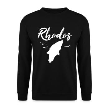 Rhodos Karte Griechische Insel Urlaub Geschenk - Unisex Pullover - Schwarz - Vorne - Alina (178cm) & Michal (187cm)