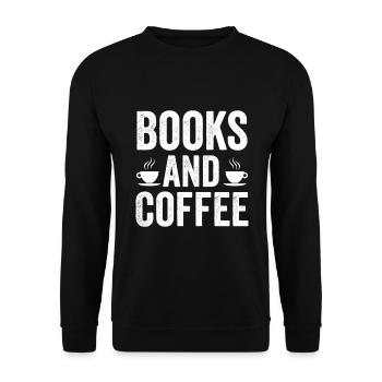 Books And Coffee - Unisex Pullover - Schwarz - Vorne - Alina (178cm) & Michal (187cm)