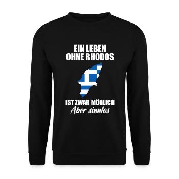 Rhodos Insel Lustiger Spruch Urlaub Geschenk - Unisex Pullover - Schwarz - Vorne - Alina (178cm) & Michal (187cm)