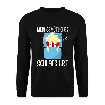 Mein Gemütliches Schlafshirt Schlafendes Popcorn - Unisex Pullover - Schwarz - Vorne - Alina (178cm) & Michal (187cm)