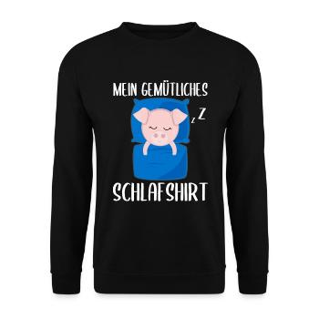 Mein Gemütliches Schlafshirt Schlafendes Schwein - Unisex Pullover - Schwarz - Vorne - Alina (178cm) & Michal (187cm)