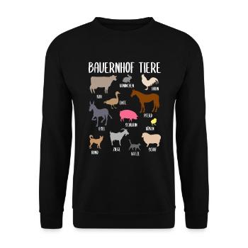 Bauernhof Tiere Farm Tiere Mit Namen Geschenk - Unisex Pullover - Schwarz - Vorne - Alina (178cm) & Michal (187cm)