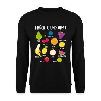 Früchte Und Obst Sammlung Mit Namen Geschenk - Unisex Pullover - Schwarz - Vorne - Alina (178cm) & Michal (187cm)