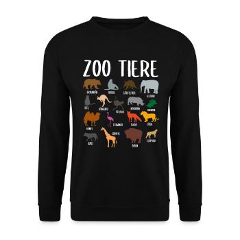 Zoo Tiere Sammlung Mit Namen Zootiere Geschenk - Unisex Pullover - Schwarz - Vorne - Alina (178cm) & Michal (187cm)