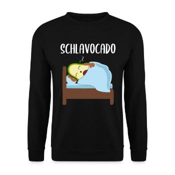 Lustige Avocado Schlafende Frucht Beere Geschenk - Unisex Pullover - Schwarz - Vorne - Alina (178cm) & Michal (187cm)
