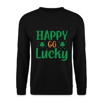 Happy Go Lucky - St. Patrick's Day - Unisex Pullover - Schwarz - Vorne - Alina (178cm) & Michal (187cm)