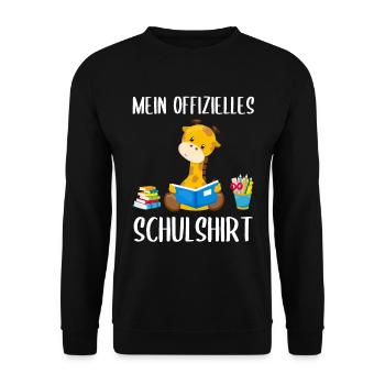 Giraffe Schulshirt Schulbeginn Schule Geschenk - Unisex Pullover - Schwarz - Vorne - Alina (178cm) & Michal (187cm)