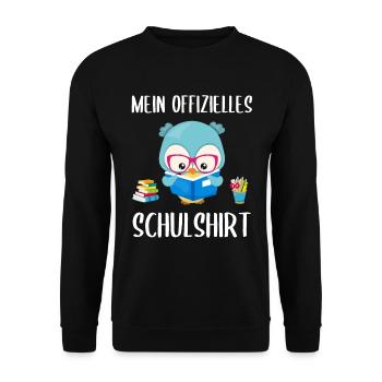 Eule Uhu Schulshirt Schulbeginn Schule Geschenk - Unisex Pullover - Schwarz - Vorne - Alina (178cm) & Michal (187cm)
