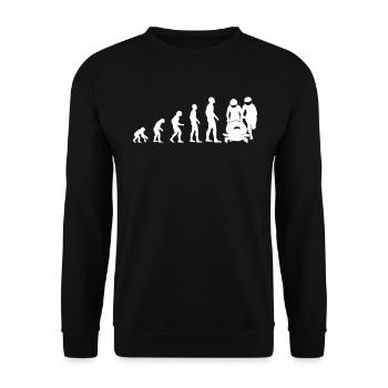 Bobfahrer Evolution Bobfahren Bobsport Geschenk - Unisex Pullover - Schwarz - Vorne - Alina (178cm) & Michal (187cm)