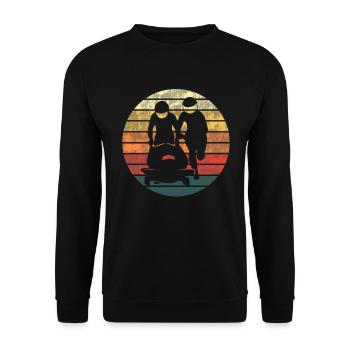 Bobfahrer Bobfahren Bobsport Retro Geschenk - Unisex Pullover - Schwarz - Vorne - Alina (178cm) & Michal (187cm)