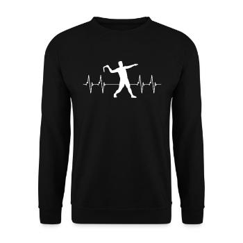 Bumerang Werfen EKG Linie Bumerang Werfer Geschenk - Unisex Pullover - Schwarz - Vorne - Alina (178cm) & Michal (187cm)