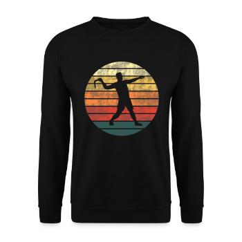 Bumerang Werfen Bumerang Werfer Retro Geschenk - Unisex Pullover - Schwarz - Vorne - Alina (178cm) & Michal (187cm)