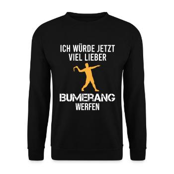Bumerang Werfen Bumerang Werfer Spruch Geschenk - Unisex Pullover - Schwarz - Vorne - Alina (178cm) & Michal (187cm)