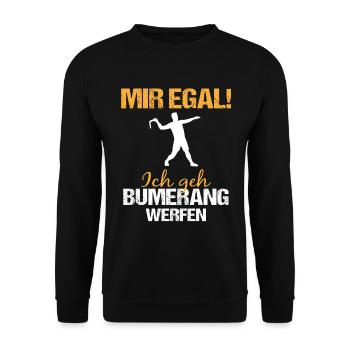 Bumerang Werfen Lustiger Spruch Geschenk - Unisex Pullover - Schwarz - Vorne - Alina (178cm) & Michal (187cm)