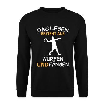 Bumerang Werfen Bumerang Werfer Spruch Geschenk - Unisex Pullover - Schwarz - Vorne - Alina (178cm) & Michal (187cm)