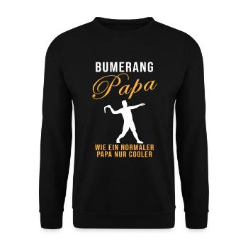 Bumerang Papa Spruch Bumerang Werfer Geschenk - Unisex Pullover - Schwarz - Vorne - Alina (178cm) & Michal (187cm)