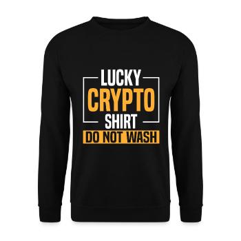Lucky Crypto Shirt Nicht Waschen - Unisex Pullover - Schwarz - Vorne - Alina (178cm) & Michal (187cm)