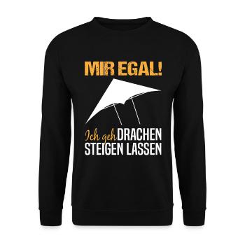 Drachenfliegen Drachensteigen Spruch Geschenk - Unisex Pullover - Schwarz - Vorne - Alina (178cm) & Michal (187cm)