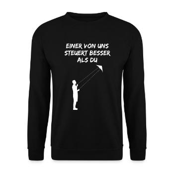 Drachensteigen Drachenfliegen Spruch Geschenk - Unisex Pullover - Schwarz - Vorne - Alina (178cm) & Michal (187cm)