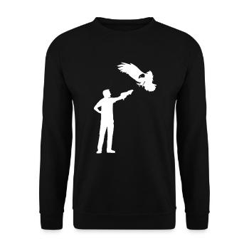 Fauconnier avec cadeau de fauconnerie d’oiseau de proie - Sweat-shirt Unisexe - noir - Devant - Alina (178cm) & Michal (187cm)