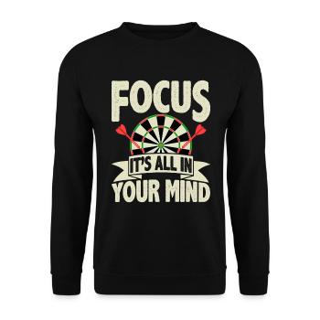 Focus It's all in your head - Darts - Unisex Sweatshirt - black - Front - Alina (178cm) & Michal (187cm)