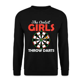 The coolest girls throw darts - Unisex Sweatshirt - black - Front - Alina (178cm) & Michal (187cm)