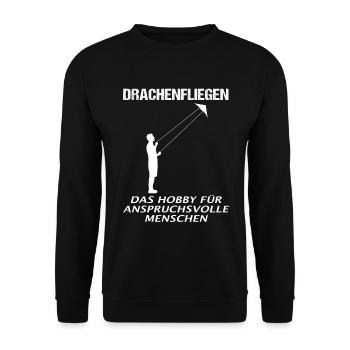 Drachenfliegen Spruch Drachensteigen Geschenk - Unisex Pullover - Schwarz - Vorne - Alina (178cm) & Michal (187cm)