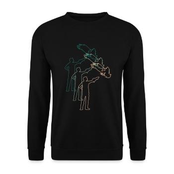 Falkner Mit Greifvogel Falknerei Retro Geschenk - Unisex Pullover - Schwarz - Vorne - Alina (178cm) & Michal (187cm)