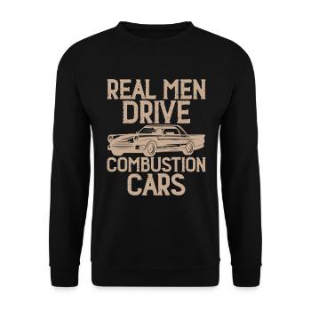 Real men drive combustion cars - Unisex Sweatshirt - black - Front - Alina (178cm) & Michal (187cm)