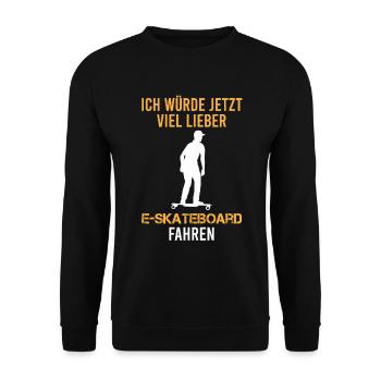 E-Skateboard Spruch Elektro-Skateboard Geschenk - Unisex Pullover - Schwarz - Vorne - Alina (178cm) & Michal (187cm)