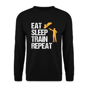 Falkner Mit Greifvogel Spruch Falknerei Geschenk - Unisex Pullover - Schwarz - Vorne - Alina (178cm) & Michal (187cm)