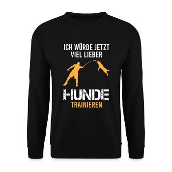 Hundetraining Hundetrainer Spruch Lustig Geschenk - Unisex Pullover - Schwarz - Vorne - Alina (178cm) & Michal (187cm)