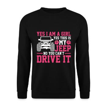Ja Ich Bin Ein Mädchen Ja Das Ist Mein Auto - Unisex Pullover - Schwarz - Vorne - Alina (178cm) & Michal (187cm)