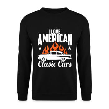 J’adore les voitures classiques américaines - Sweat-shirt Unisexe - noir - Devant - Alina (178cm) & Michal (187cm)