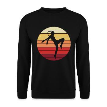 Kickboxerin Kickboxen Retro Vintage Geschenk Damen - Unisex Pullover - Schwarz - Vorne - Alina (178cm) & Michal (187cm)