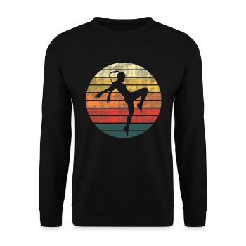 Kickboxerin Kickboxen Retro Vintage Geschenk Damen - Unisex Pullover - Schwarz - Vorne - Alina (178cm) & Michal (187cm)