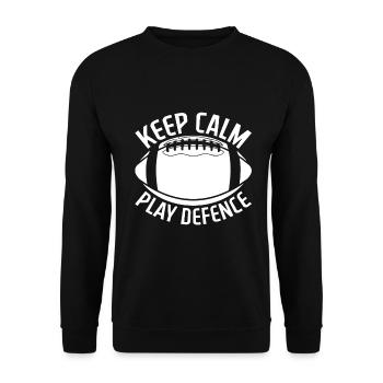 Ruhe Bewahren Und Defensiv Spielen - Football - Unisex Pullover - Schwarz - Vorne - Alina (178cm) & Michal (187cm)