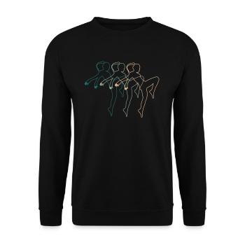 Kickboxerin Kickboxen Retro Vintage Geschenk Damen - Unisex Pullover - Schwarz - Vorne - Alina (178cm) & Michal (187cm)