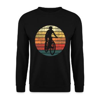 Radfahrerin Mountainbike Fahrer Retro Geschenk - Unisex Pullover - Schwarz - Vorne - Alina (178cm) & Michal (187cm)