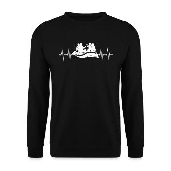 Rafting ECG Line White Water Boating Gift - Unisex Sweatshirt - black - Front - Alina (178cm) & Michal (187cm)
