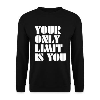 Deine Einzige Grenze Bist Du Selbst - Motivation - Unisex Pullover - Schwarz - Vorne - Alina (178cm) & Michal (187cm)