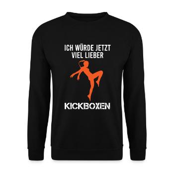 Kickboxen Kickboxerin Spruch Lustig Geschenk Damen - Unisex Pullover - Schwarz - Vorne - Alina (178cm) & Michal (187cm)