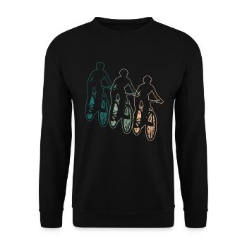 Radfahrerin Mountainbike Fahrer Retro Geschenk - Unisex Pullover - Schwarz - Vorne - Alina (178cm) & Michal (187cm)