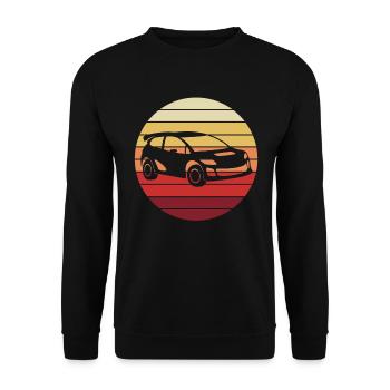 Rallye Motorsport Rennwagen Fahrer Retro Geschenk - Unisex Pullover - Schwarz - Vorne - Alina (178cm) & Michal (187cm)