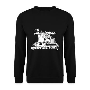 This woman knows her trucks - Unisex Sweatshirt - black - Front - Alina (178cm) & Michal (187cm)
