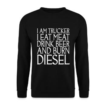Je suis camionneur Je mange de la viande Je bois de la bière - Sweat-shirt Unisexe - noir - Devant - Alina (178cm) & Michal (187cm)