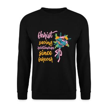 Les fleuristes sauvent des relations depuis des lustres - Sweat-shirt Unisexe - noir - Devant - Alina (178cm) & Michal (187cm)