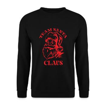 Team Weihnachtsmann - Frohe Weihnachten - Unisex Pullover - Schwarz - Vorne - Alina (178cm) & Michal (187cm)