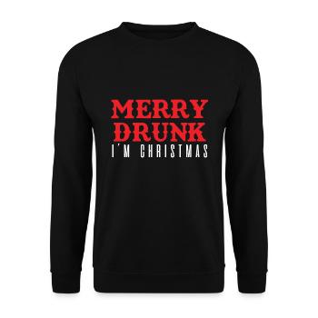 Merry Drunk I'm Christmas - Funny - Unisex Sweatshirt - black - Front - Alina (178cm) & Michal (187cm)