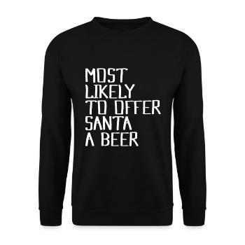 Offering Santa Claus a beer - Unisex Sweatshirt - black - Front - Alina (178cm) & Michal (187cm)